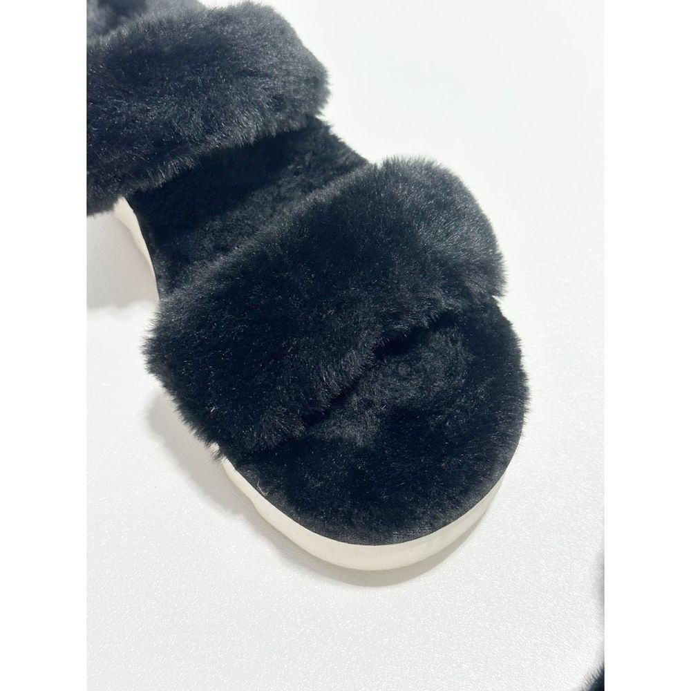 Koolaburra Fuzz-On Faux Fur Sandal Slippers Slide On Black White Women’s Size 12 - Picture 7 of 13